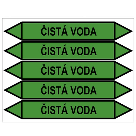 Značení potrubí, čistá voda, 350 × 52 mm, polyvinylchlorid